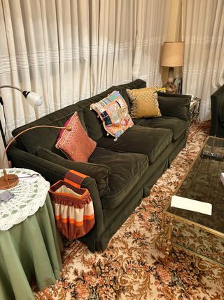 Sofá de terciopelo verde 3 plazas