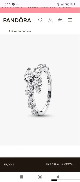 Anillo Pandora Plata Circonitas Talla 12