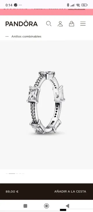 Anillo Pandora Plata Circonitas Talla 54