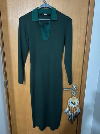Vestido Karl Lagerfeld Verde Manga Longa