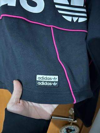 Camisola Croped Adidas Preta e Rosa
