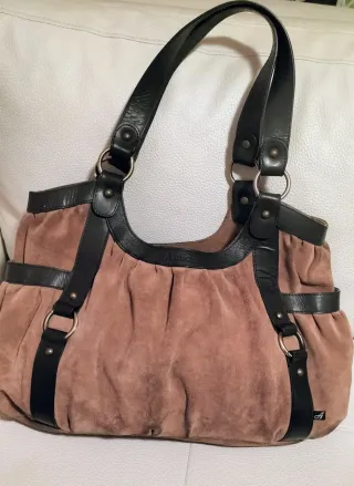 Bolso Amapo ante y piel negro/marrón