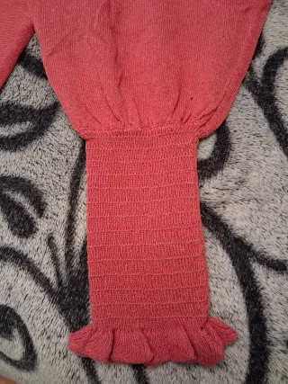 Jersey fino rosa manga abullonada