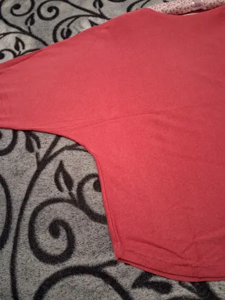 Jersey fino rosa manga abullonada