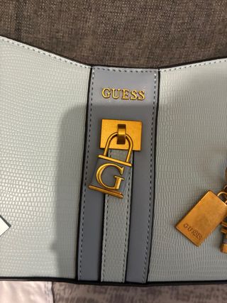 Bolso Guess Azul y Dorado