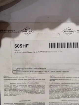 Pastillas Freno SBS 505HF Street Ceramic