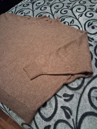 Jersey lana cuello alto marrón talla única