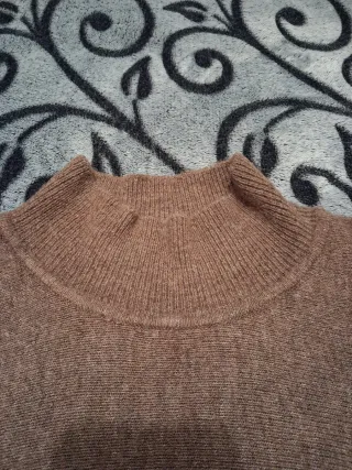 Jersey lana cuello alto marrón talla única