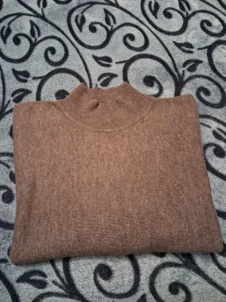 Jersey lana cuello alto marrón talla única