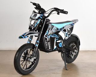 Moto Cross 1000W Niños Azul  CON LUZ