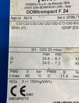 REPUESTOS DE CALDERA FERROLI DOMICOMPACT F 24