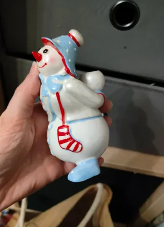 Figuras Navidad Muñeco Nieve y Portavelas