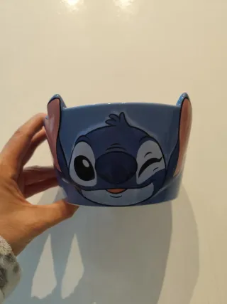 Bol de cerámica azul con diseño de Stitch