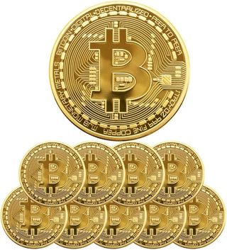 5 MONEDAS CONMEMORATIVAS BITCOIN DORADAS
