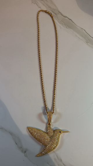 Collar Pájaro Dorado con Brillantes