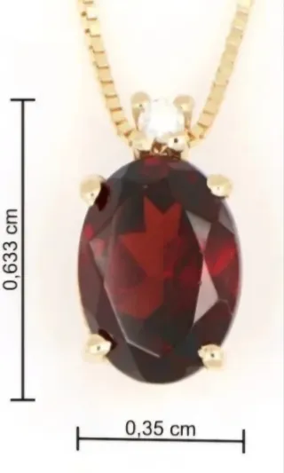 Collar y colgante diamante y granate en oro 18k