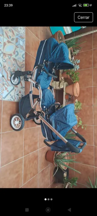 Carrito gemelar para muñecas