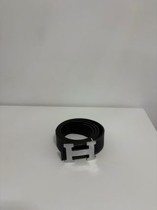Cinturón Hermès H Hebilla Negra Plata