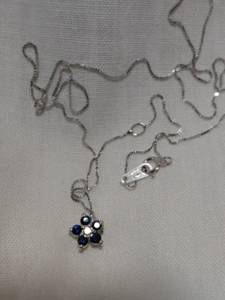 Collar Oro 18k Diamante y Zafiros Flor