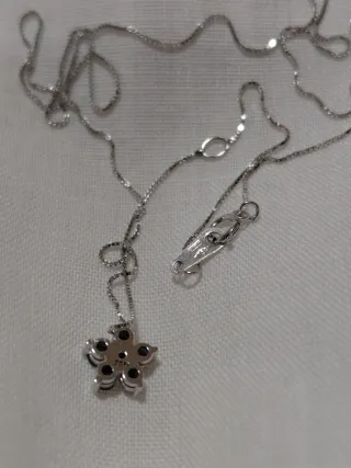 Collar Oro 18k Diamante y Zafiros Flor