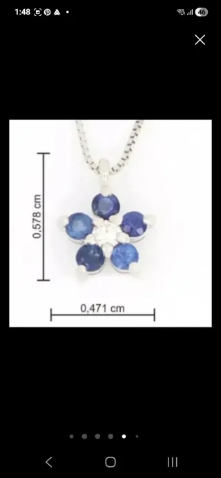 Collar Oro 18k Diamante y Zafiros Flor