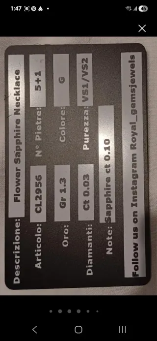 Collar Oro 18k Diamante y Zafiros Flor