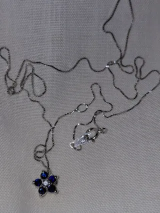 Collar Oro 18k Diamante y Zafiros Flor