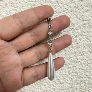 Pendientes largos perla y cristal plata