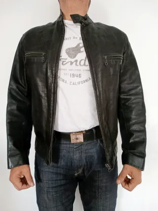 Motera biker cuero auténtico Redskins M. Medidas.