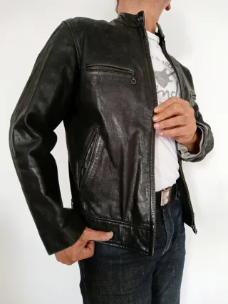 Motera biker cuero auténtico Redskins M. Medidas.