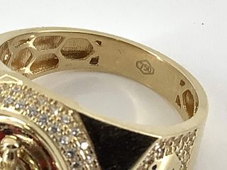 sello oro 18k con circonita