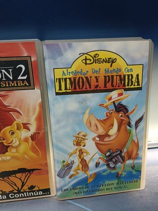 3 peliculas, VHS, El rey leon - vol. 1, 2 + Timon y Pumba, cine infantil, walt disney