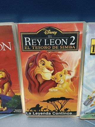 3 peliculas, VHS, El rey leon - vol. 1, 2 + Timon y Pumba, cine infantil, walt disney