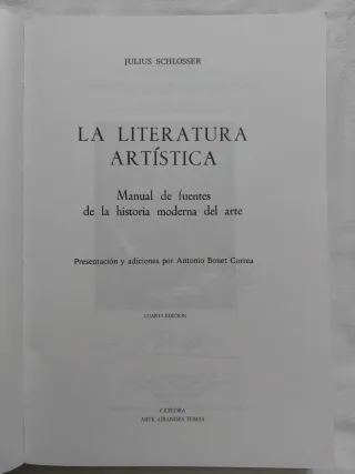 La literatura artística. Schlosser. Manual fuentes
