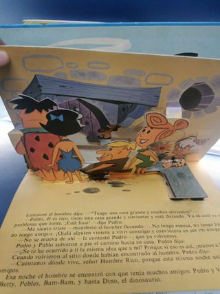 libro con relieve, LOS PICAPIEDRAS Y EL HOMBRE RICO QUE LLORABA, LIBROS ANIMADOS, NORMA AÑOS 1970