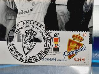 BLOQUE 8 SELLOS 25 ANIVERSARIO REAL ZARAGOZA. 2001.