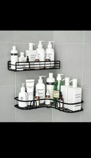 Estantes de ducha metálicos negros. Nuevos