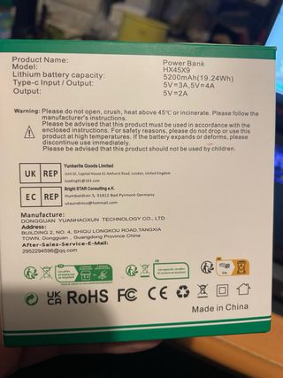 Power Bank Carga Rápida Tipo C