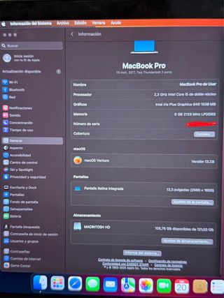 MacBook Pro 13” 2017 i5 8GB 128GB Retina