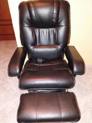 Sillón masaje y calor cuero negro