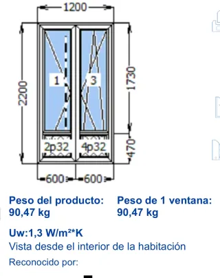 Ventana PVC WDS 120x220