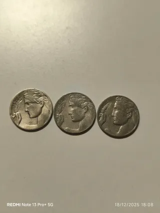 Lotto 3 monete 20 centesimi Lire Italiane