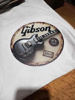 Placa Metálica Gibson Guitarra 20cm
