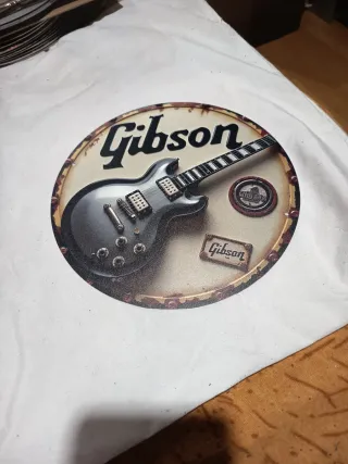 Placa Metálica Gibson Guitarra 20cm