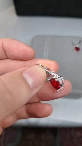 Conjunto Corazón Rojo Plata de Ley 925