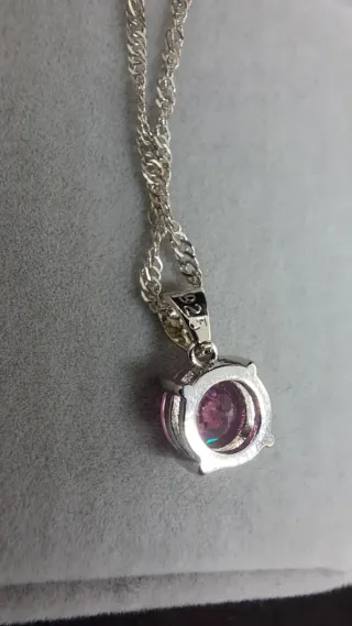 Conjunto Collar y Pendientes Circonita Rosa