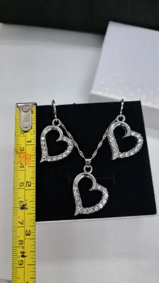Conjunto Collar y Pendientes Corazón Plata