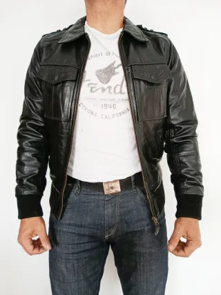 Bomber cuero auténtico talla S Medidas indicadas