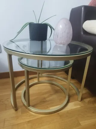 Conjunto mesas nido cristal templado