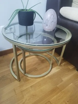 Conjunto mesas nido cristal templado